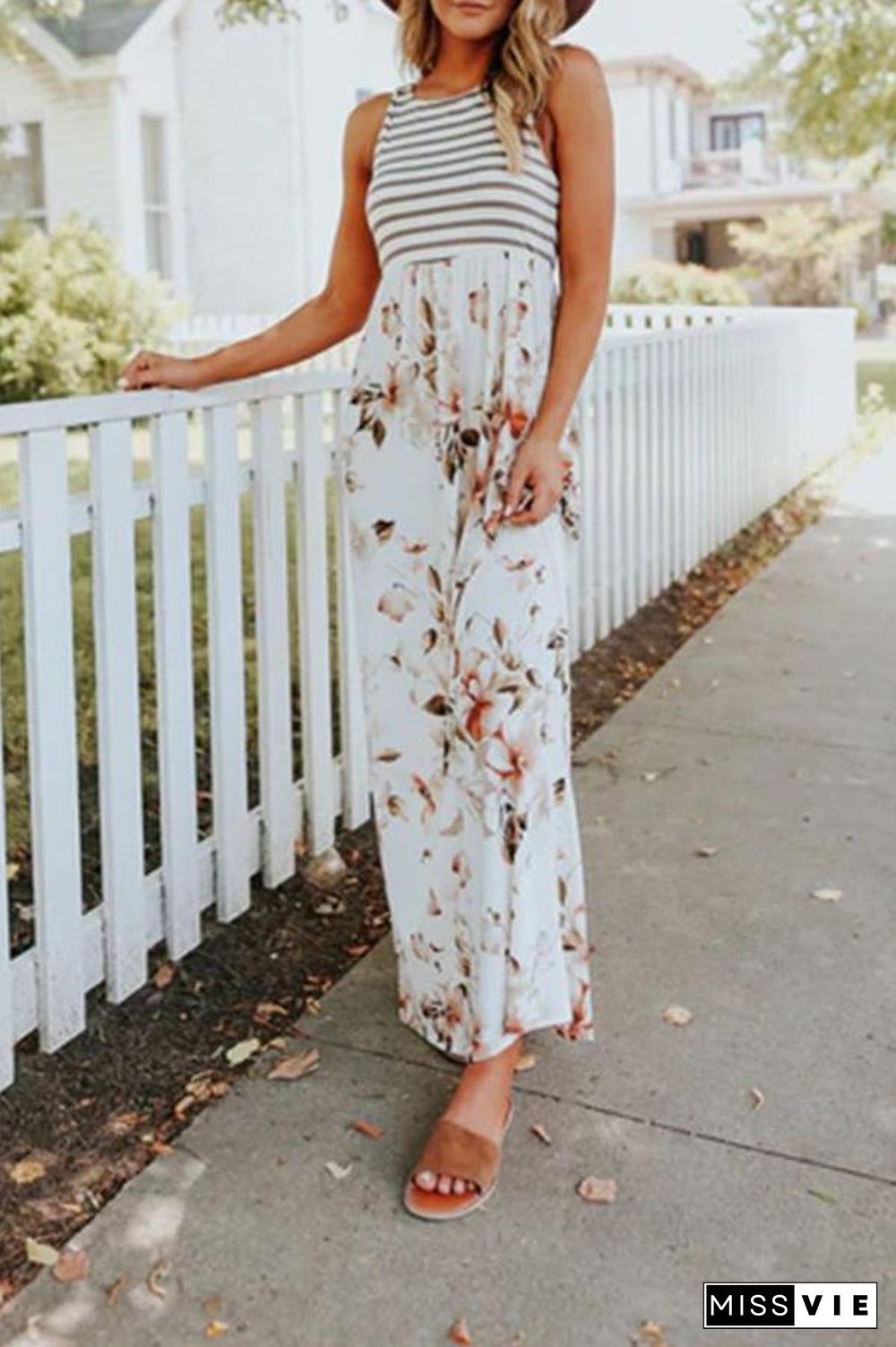 Printed Pocket Slim Maxi Dress P14257