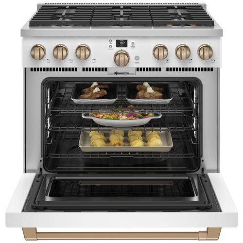 Caf¨¦ 36-inch Freestanding Dual-Fuel Range with 6 Burners C2Y366P4TW2