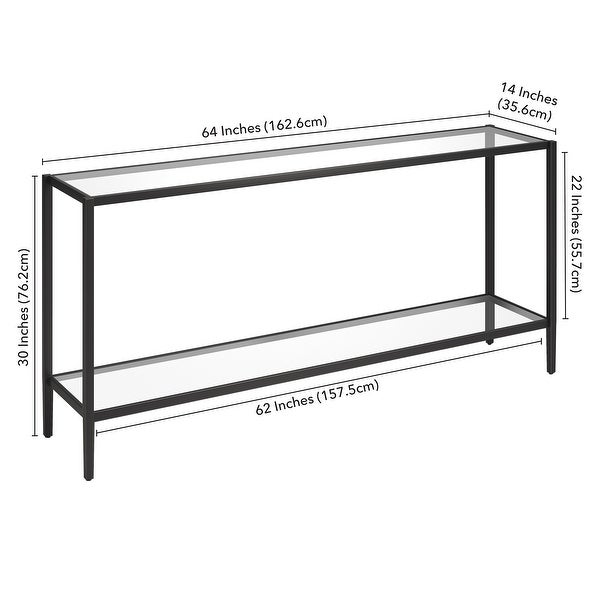 Hera 64'' Wide Rectangular Console Table with Glass Shelf