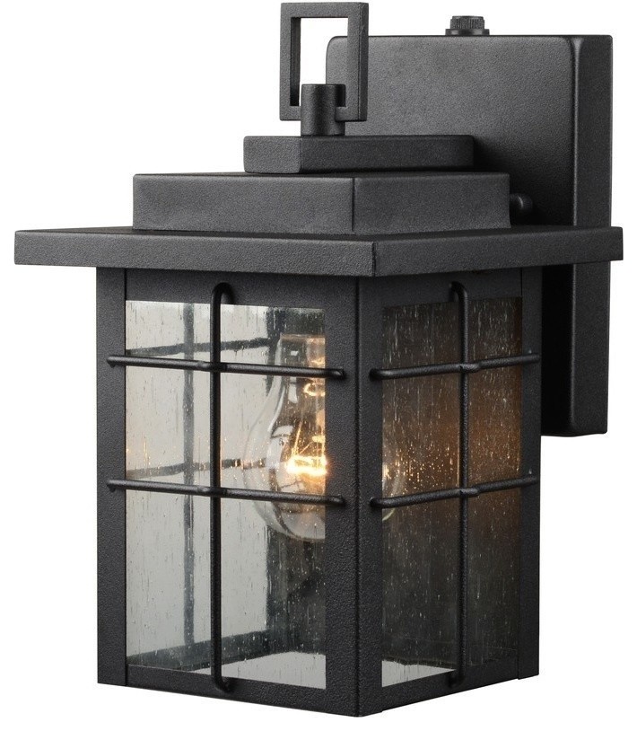 Hardware House Large Square Outdoor Lantern with Textured Black Finish   Transitional   Outdoor Wall Lights And Sconces   by Door Corner  Houzz