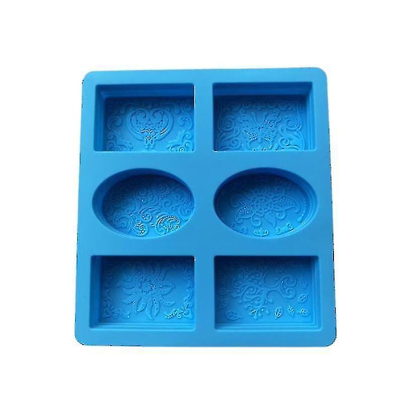 Silicone Soap Mold 6 Molds Of Flower Emboss Pattern Oval Rectangle