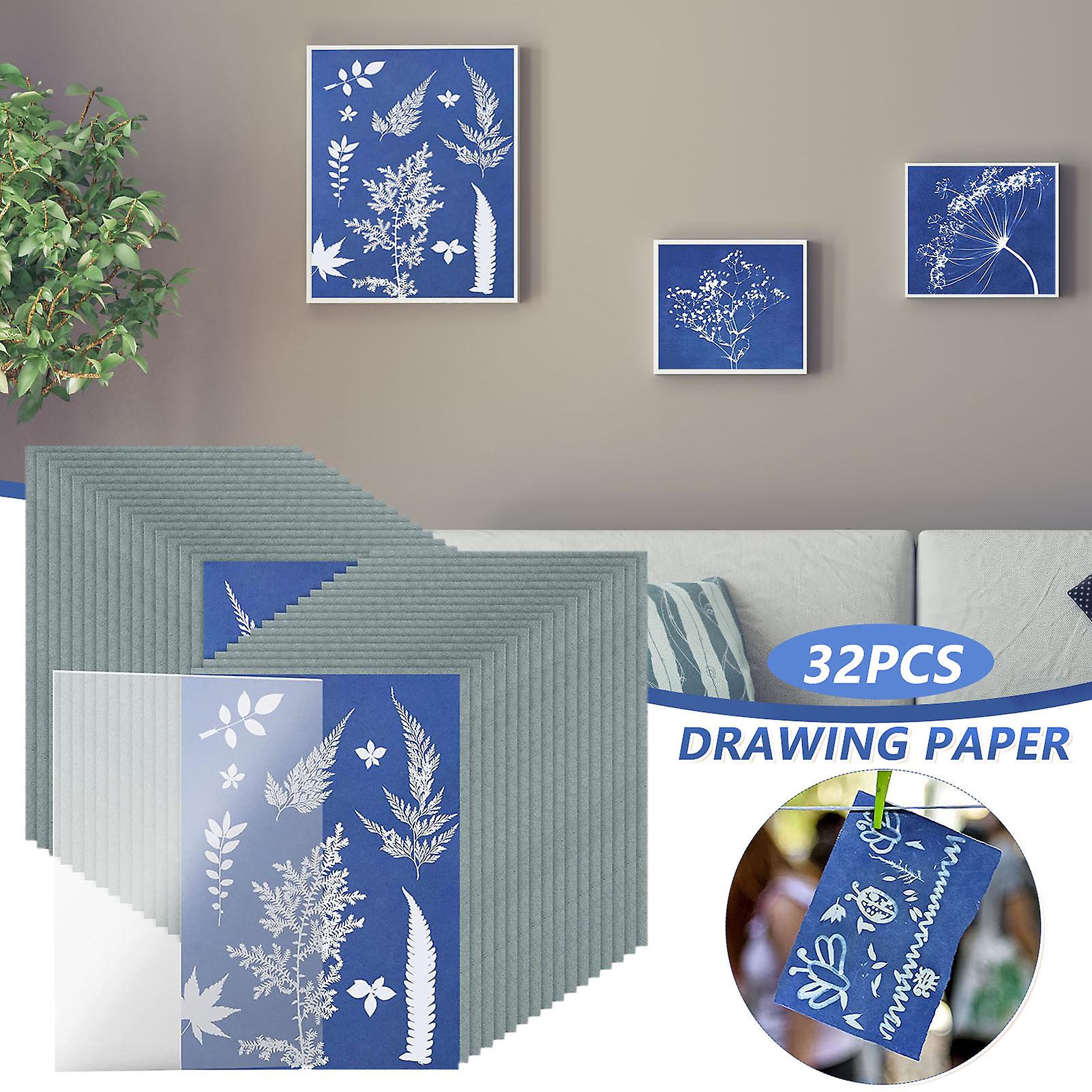 Cyanotype Paper With Pad Plate Solar Activated For Kids Arts Crafts(32pcs)