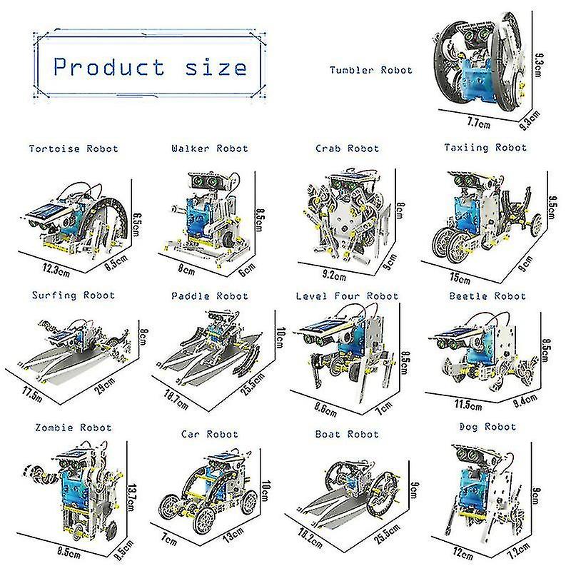 Sajy 13 In 1 Educational Solar Robot Kit Power Diy Assembled Toy Car Boat Animal Blocks Toys Science Intelligent Blocks Kids Toy Gift