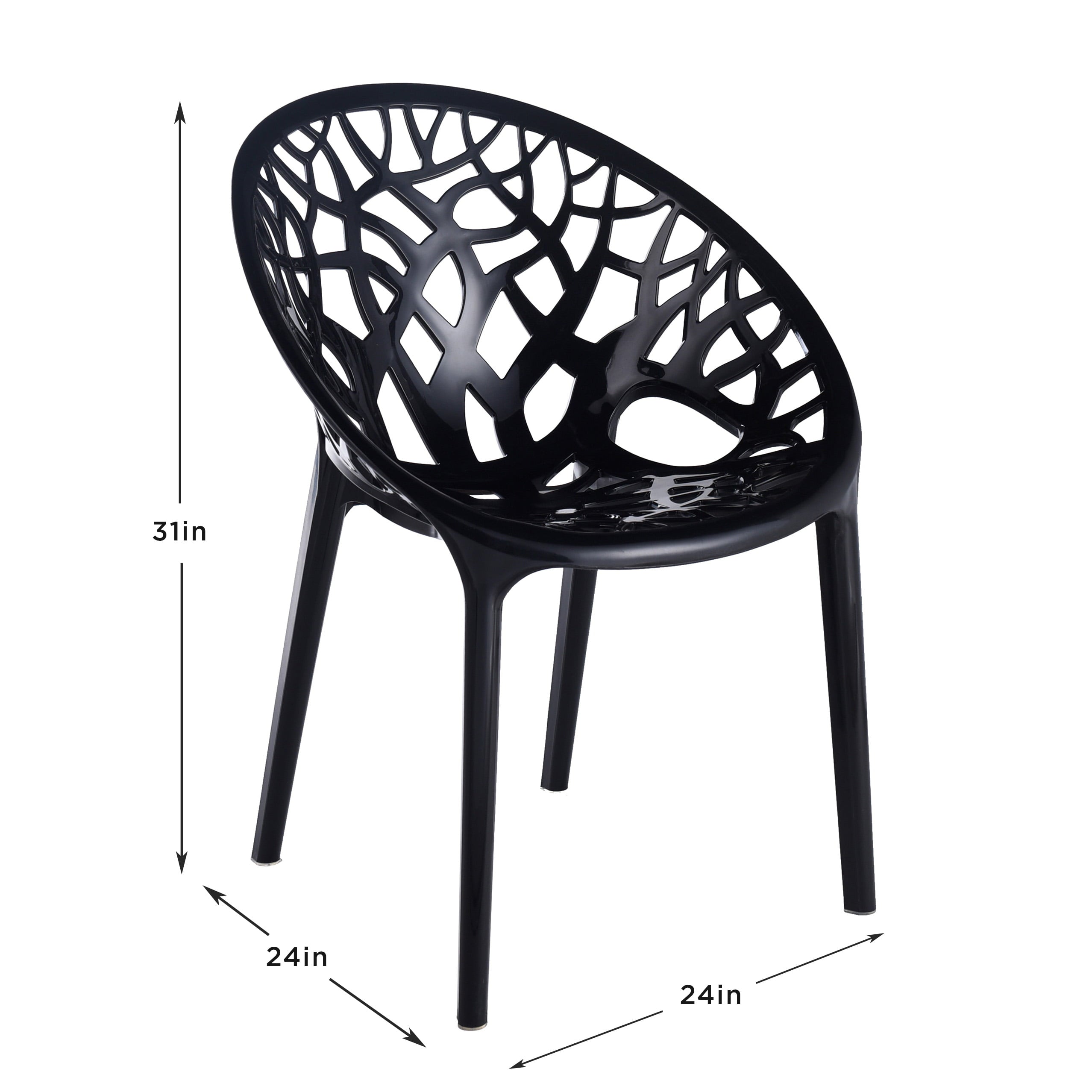 Cameron Indoor/Outdoor Polypropylene Plastic Abstract Fashion Chair - Black