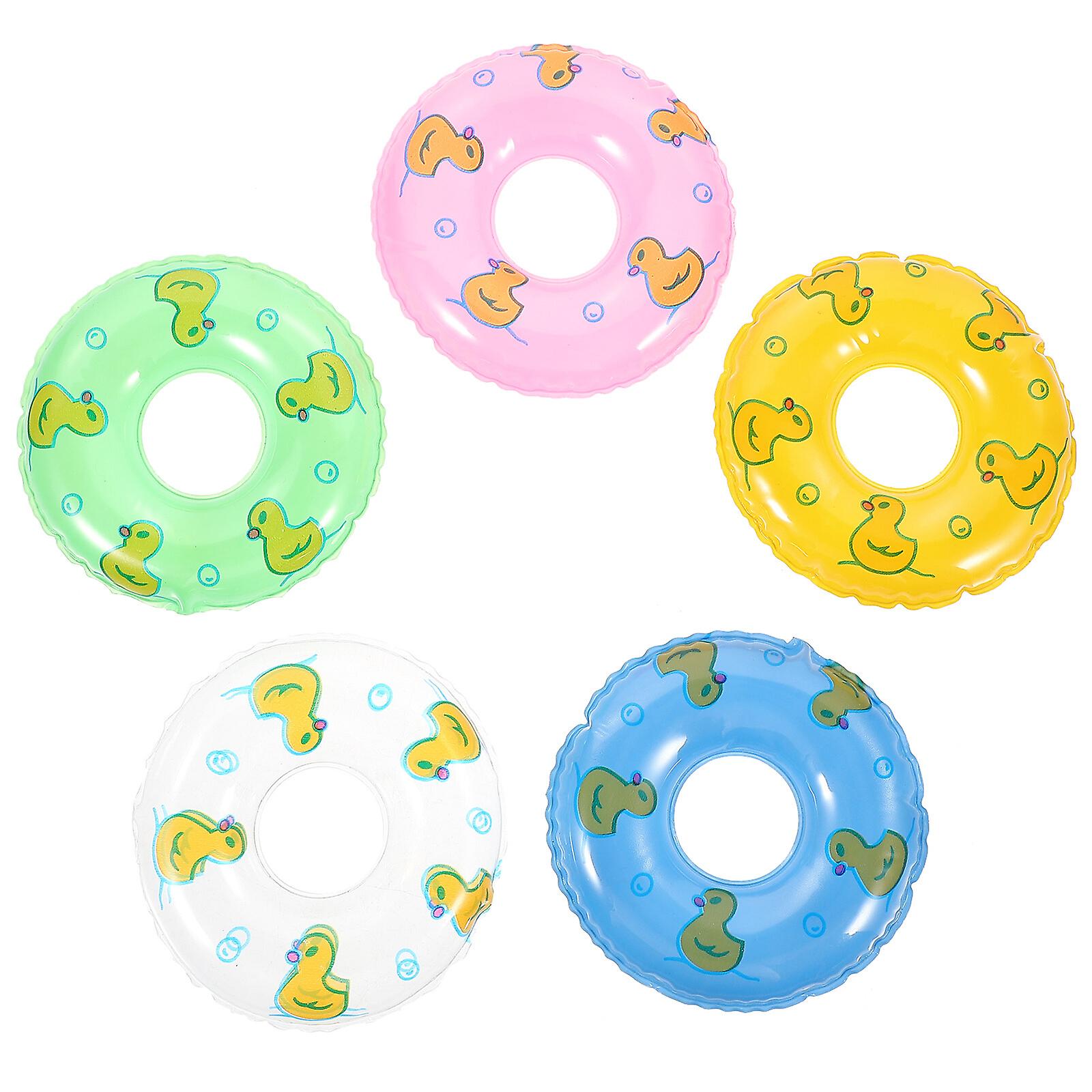 5pcs Adorable Mini Swimming Rings Duck Pattern Small Swim Rings Mini House Decors