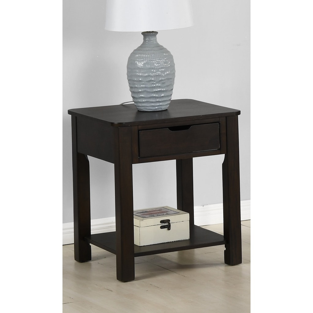 Square MDF End Table with Drawer in Dark Brown