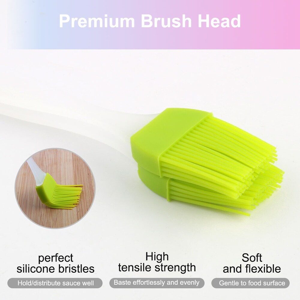 2pcs Flexible Silicone Brush Heat Resistant Non stick Cooking Tool   Green