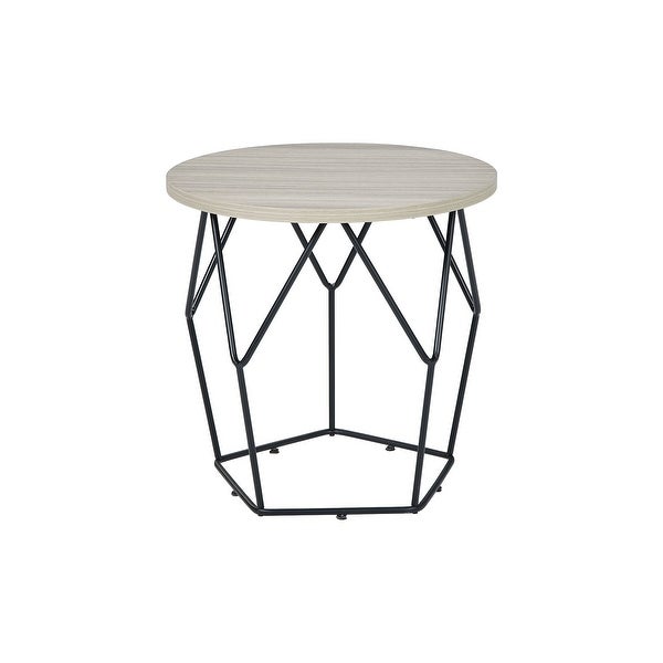 Waylowe Contemporary Light Brown/Black Round End Table - 24