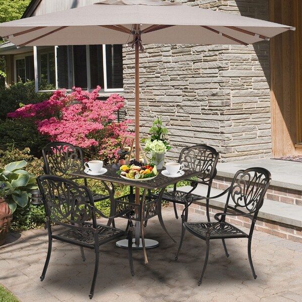 35 in. Outdoor Patio Square Cast Aluminum Table