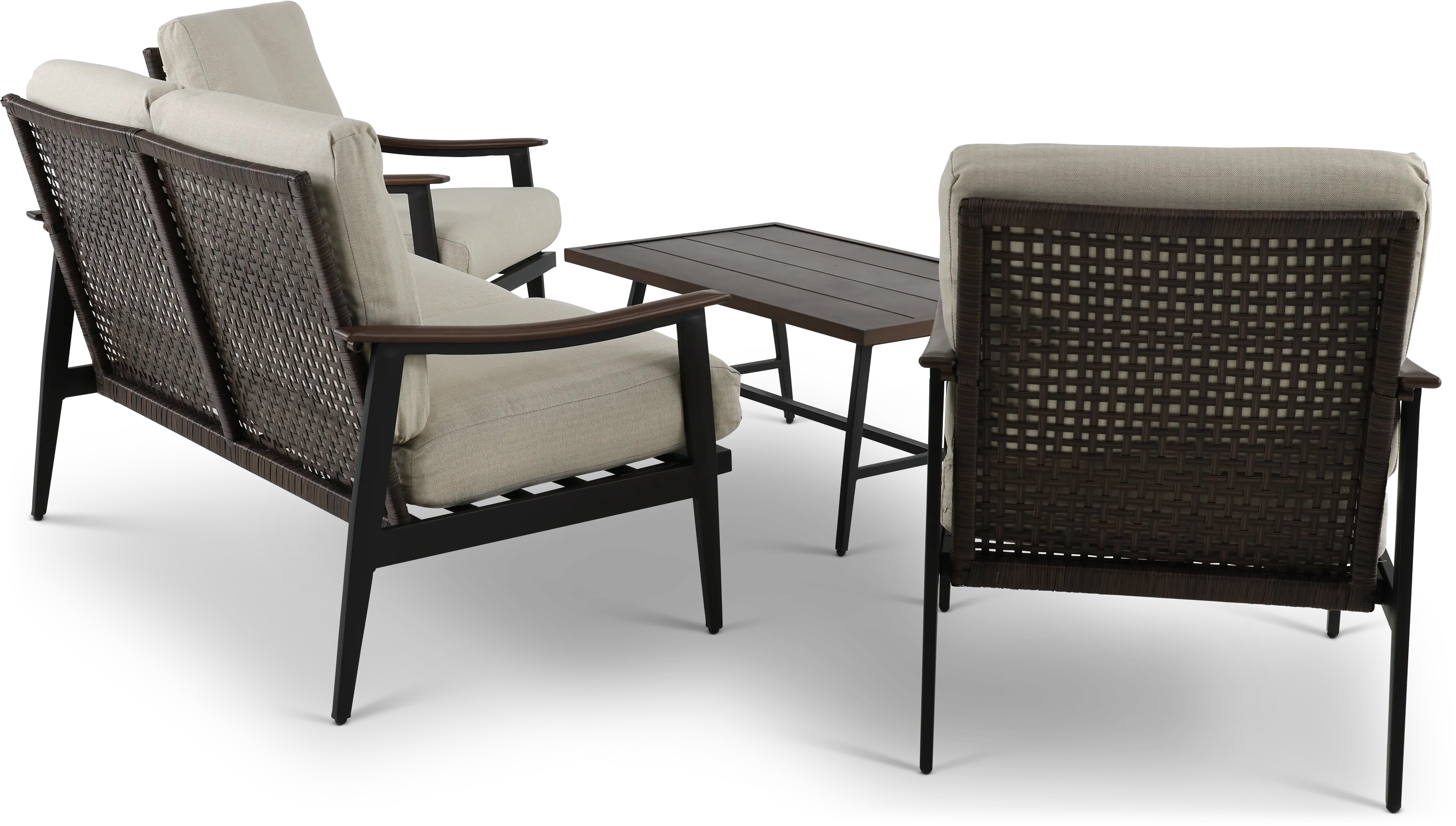 Cozumel Mid-century Modern 4 Piece Deep Seating Patio Set