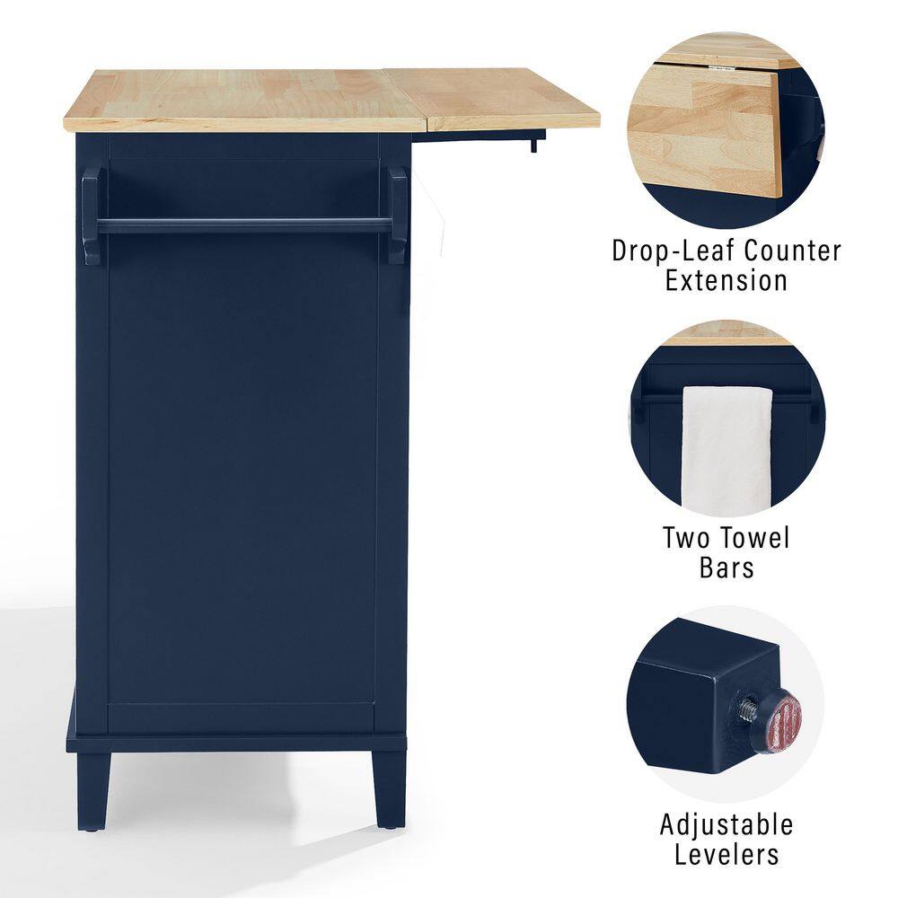 CROSLEY FURNITURE Cora Navy Kitchen Island with Drop Leaf CF3039NA-NV