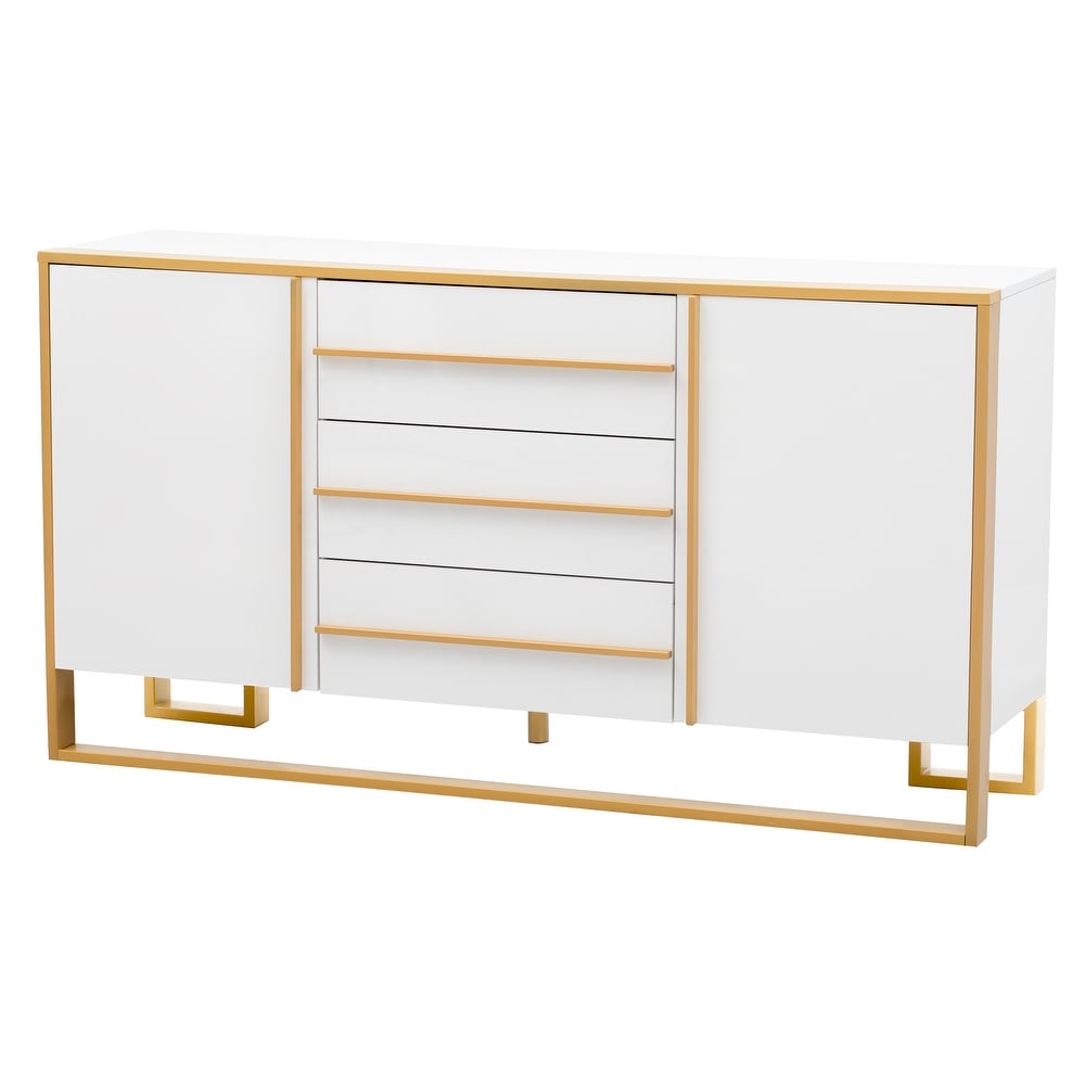 Sideboard with Large Storage Space and Gold Metal Legs   N/A