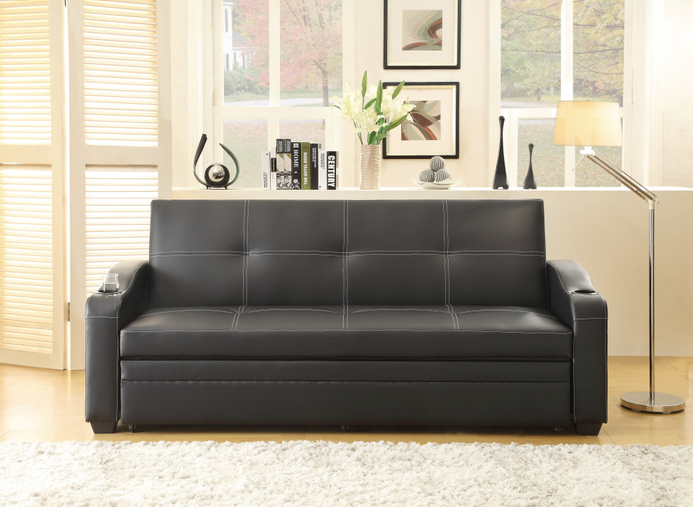 Escher Click Clack Sofa  Black   Contemporary   Sleeper Sofas   by Lexicon Home  Houzz