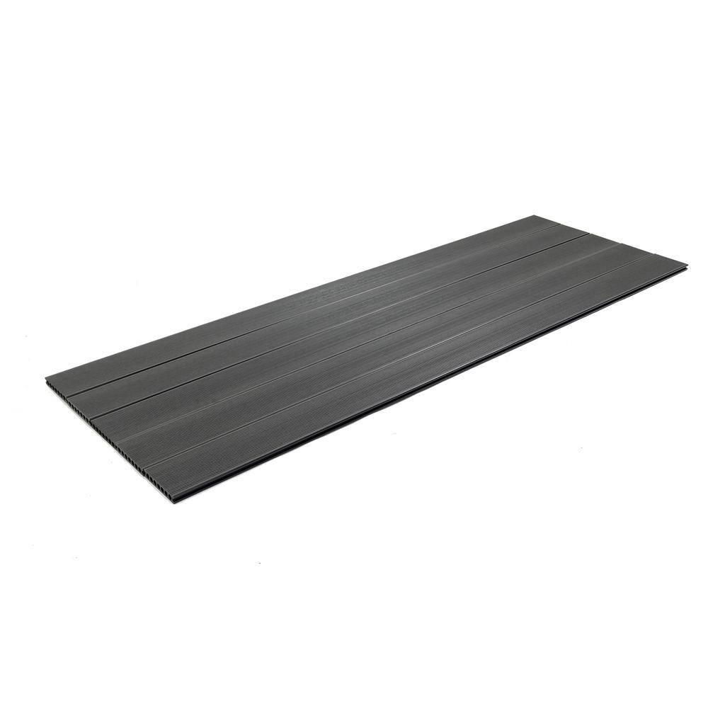 Kahomvis 910 in. x 5-45 in. x 7.2 ft. Embossing Black Wood Plastic Composite Decorative Floor Decking Board 5-Piece Set Yea-LKD0-1ZP