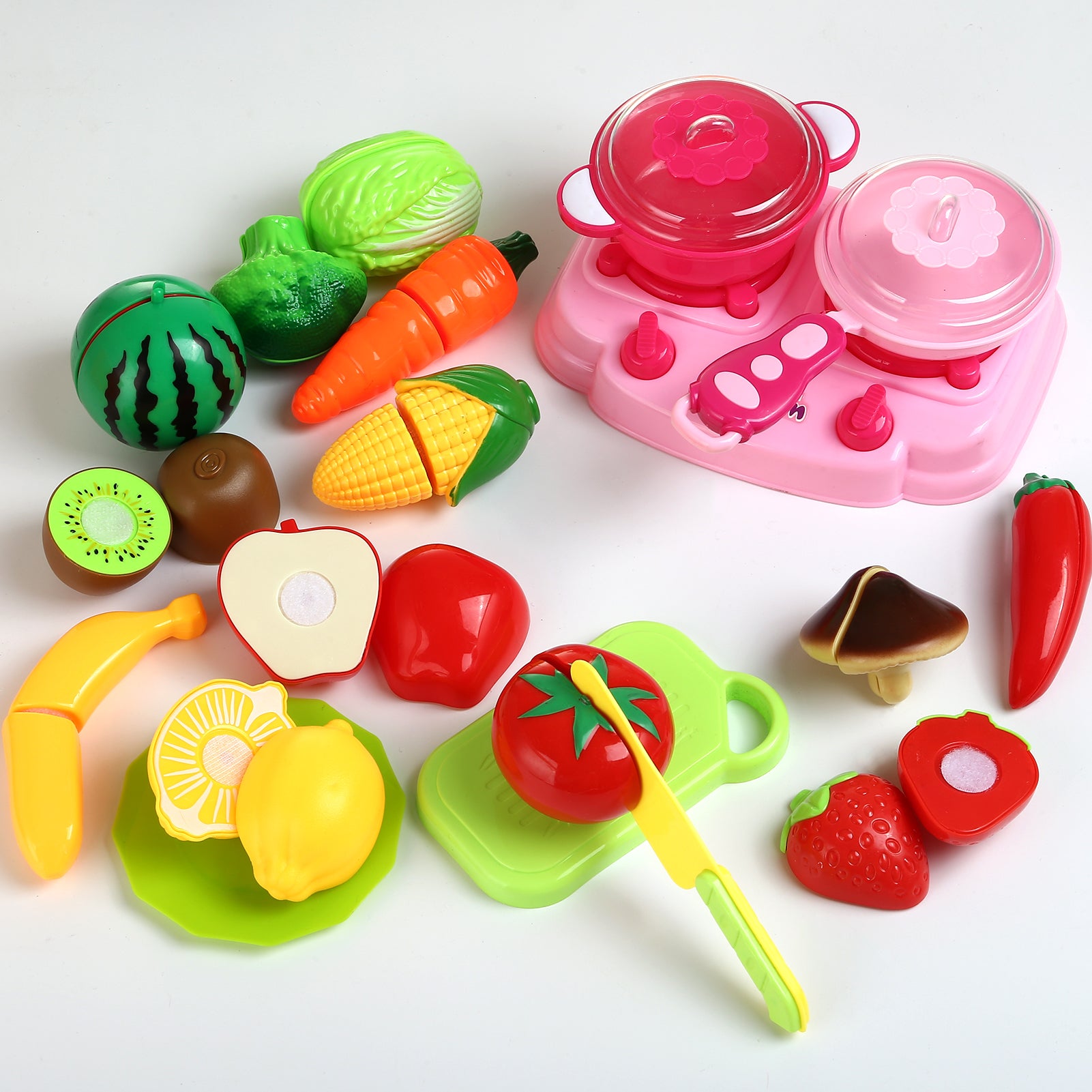 Naler 33Pcs Kids Kitchen Fruit Vegetable Food Pretend Role Play Cutting Set Toys