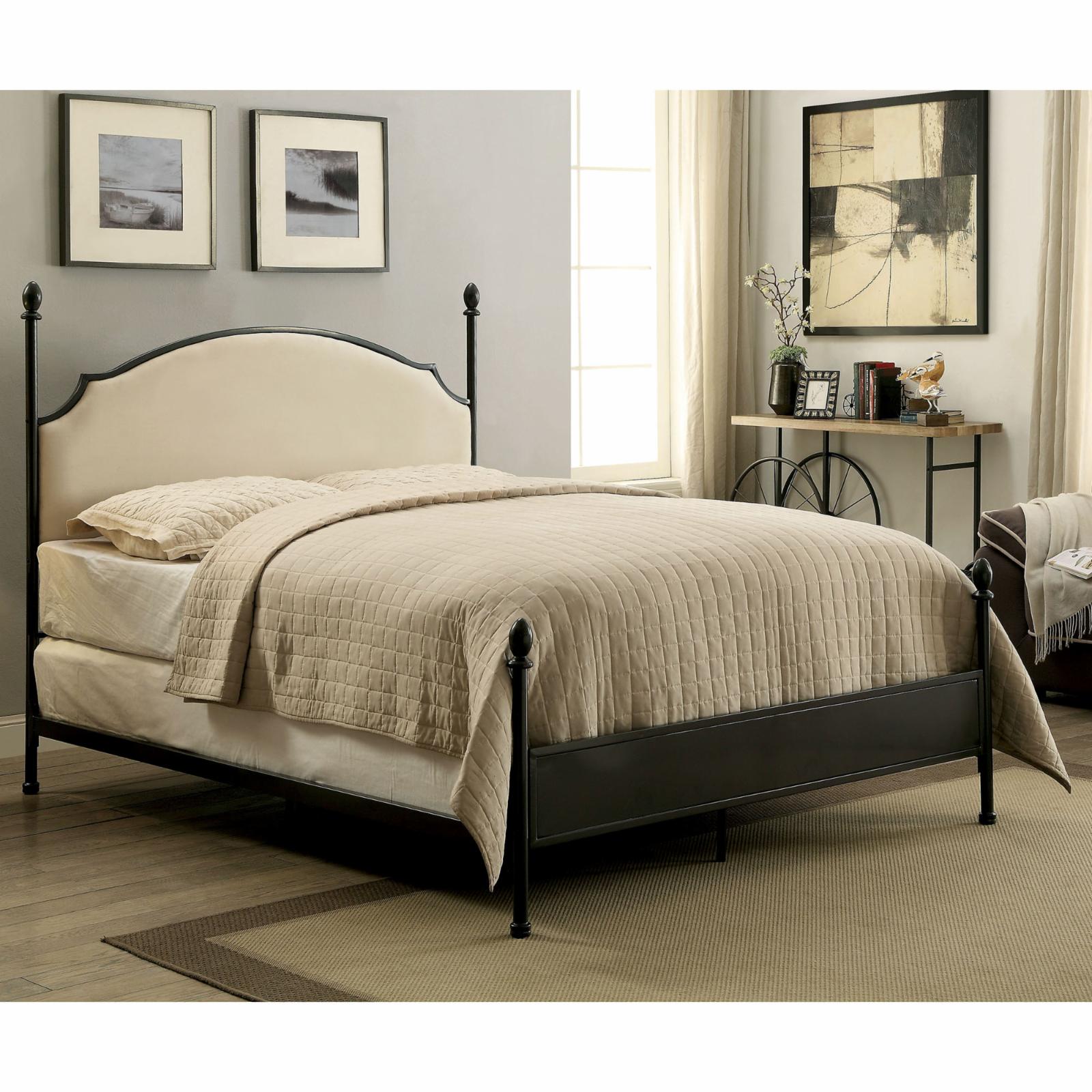 Furniture of America Francine Transitional Arched Fabric and Metal Bed