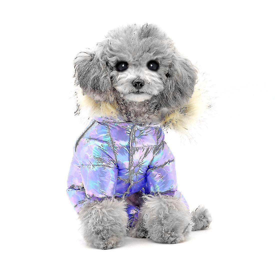 Tg-cl061 Pet Dog Colorful Laser Hoodie Coat Waterproof Winter Puppy Outwear Costumes - Purple/size 1