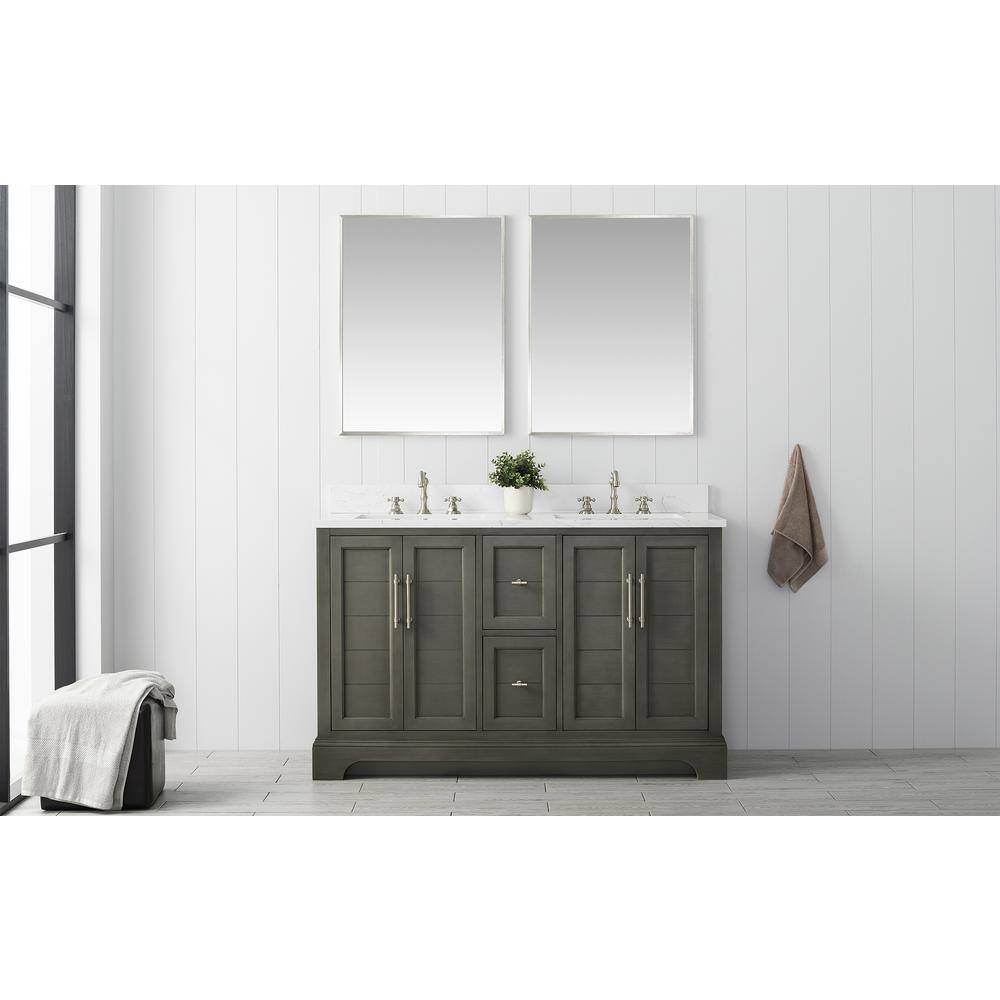 Vanity Art Chambery 54 in. W x 22 in. D x 34.5 in. H Bathroom Vanity in Silver Grey with Engineered Marble Top VA5054-SG