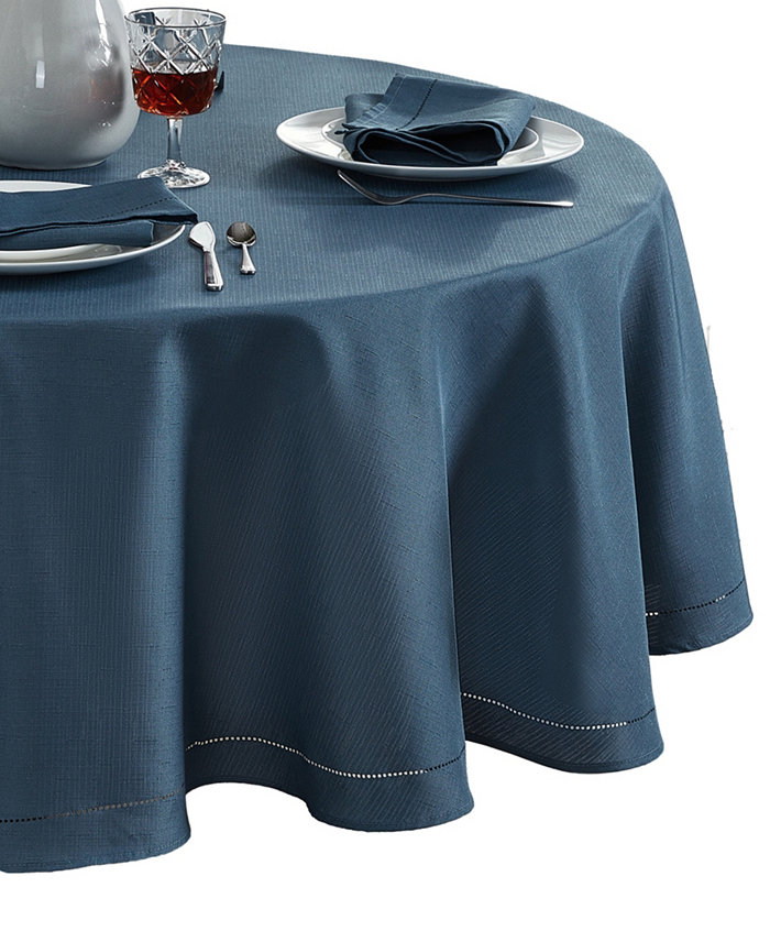 Elrene Alison Hemstitch Border Fabric Tablecloth 70 Round