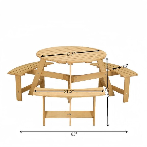 Outdoor round wooden picnic set with umbrella hole (6 persons/8 persons)