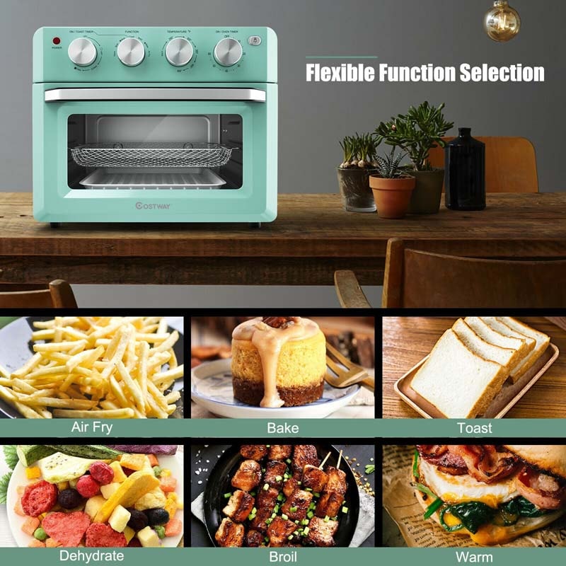 19 QT Toaster Oven Countertop, 7-in-1 1550W Convection Air Fryer with Timer, Temperature Control, 5 Accessories