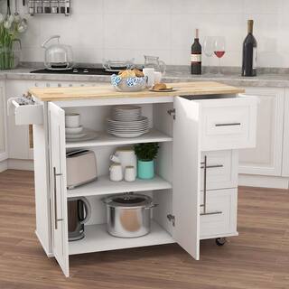 Whatseaso White Wooden Kitchen Island L-K110498613