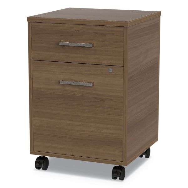 Linea Italia Urban Mobile File Pedestal， Left or Right， 2-Drawers: Box/File， Legal/A4， Natural Walnut， 16