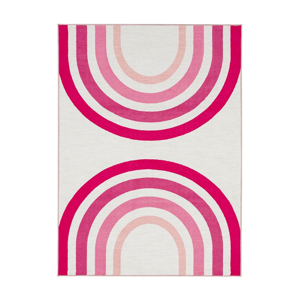 Gap Home Kids Double Rainbow Area Rug， Pink Multi， 52 x7and#8242;