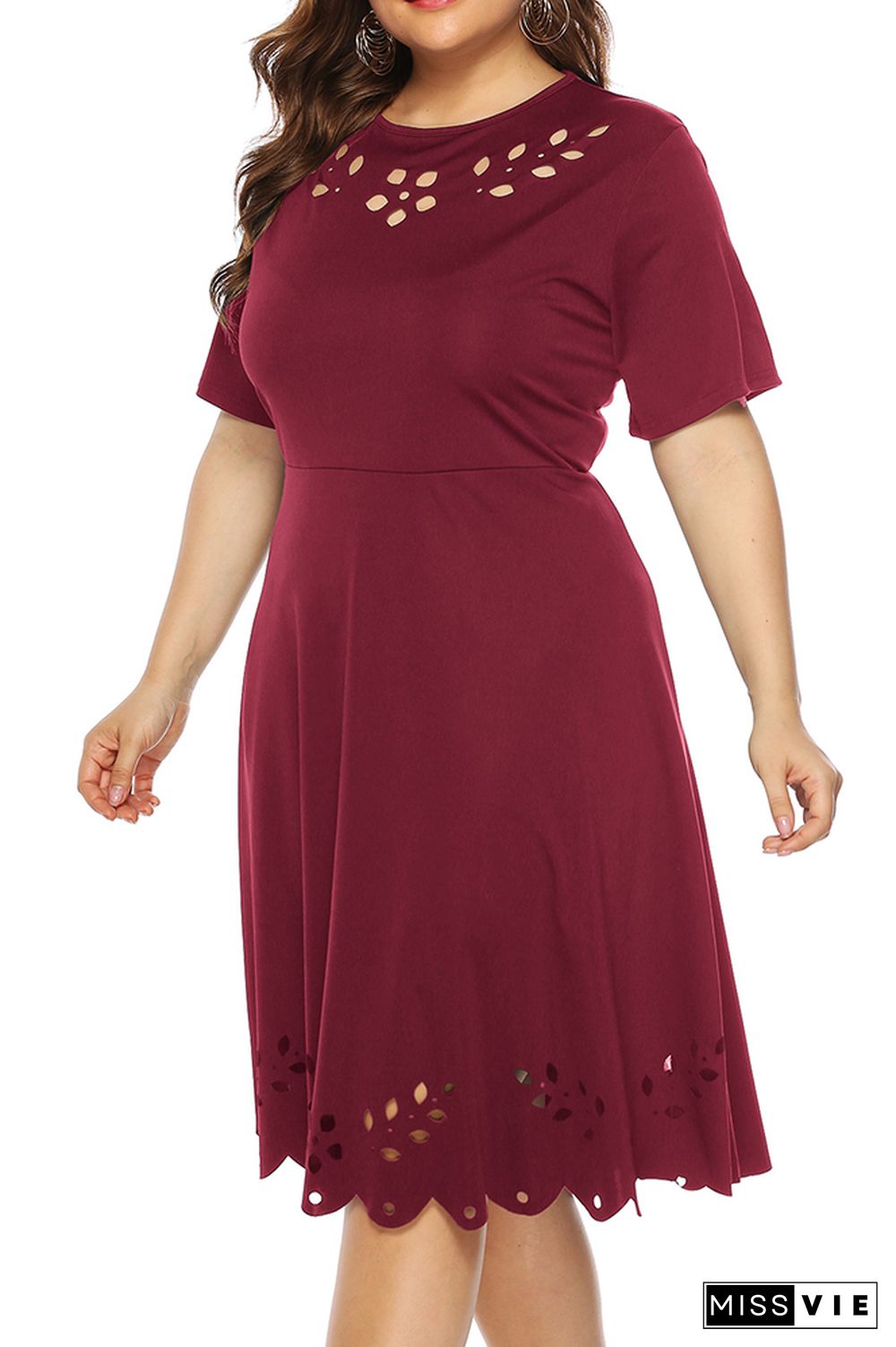 Plus Size High Waist Hollow Out Dress Wholesale