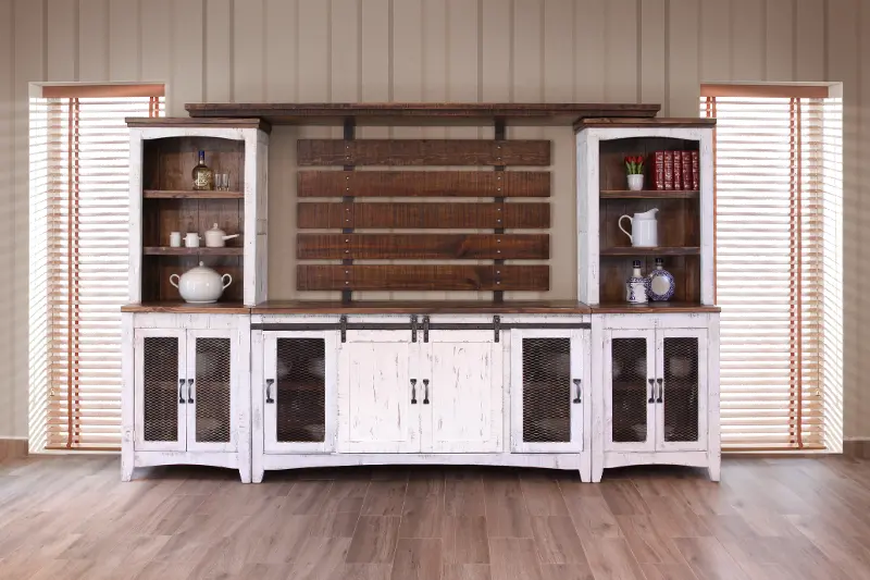 Pueblo Rustic White Entertainment Center