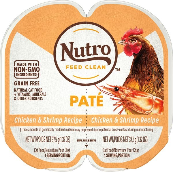 Nutro Perfect Portions Grain-Free Chicken and Shrimp Paté Recipe Cat Food Trays