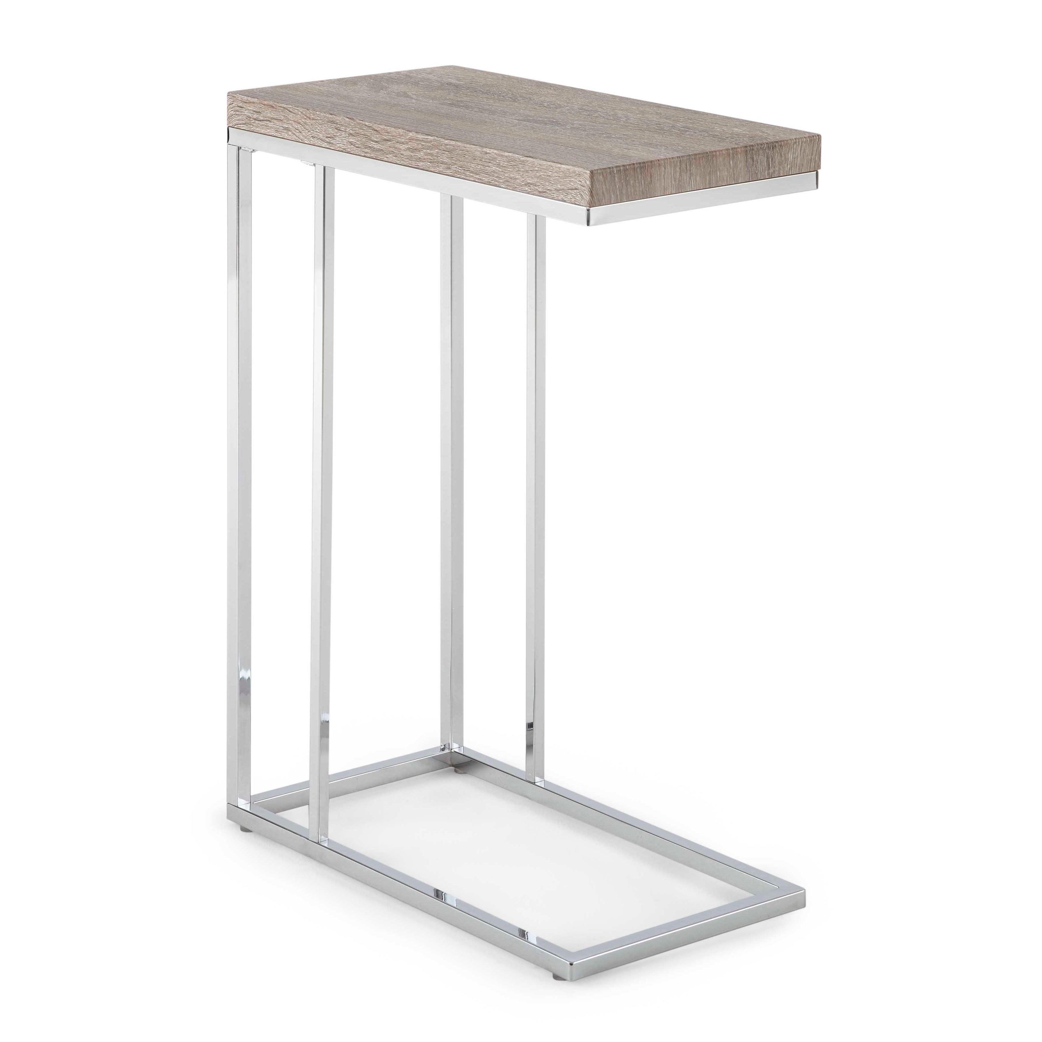 Lennox Chrome and Faux Wood Chairside Table by Greyson Living