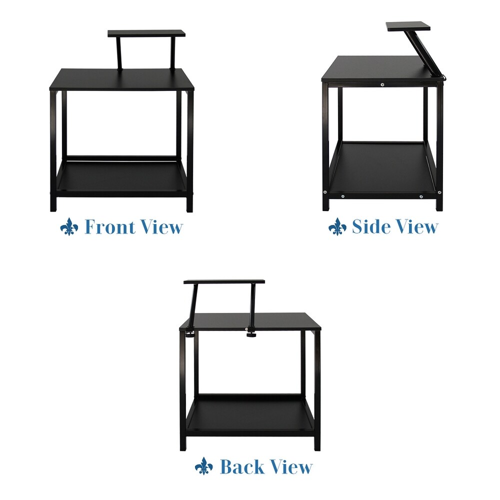 Modern Black Coffee Table with Adjustable Desktop Shelf