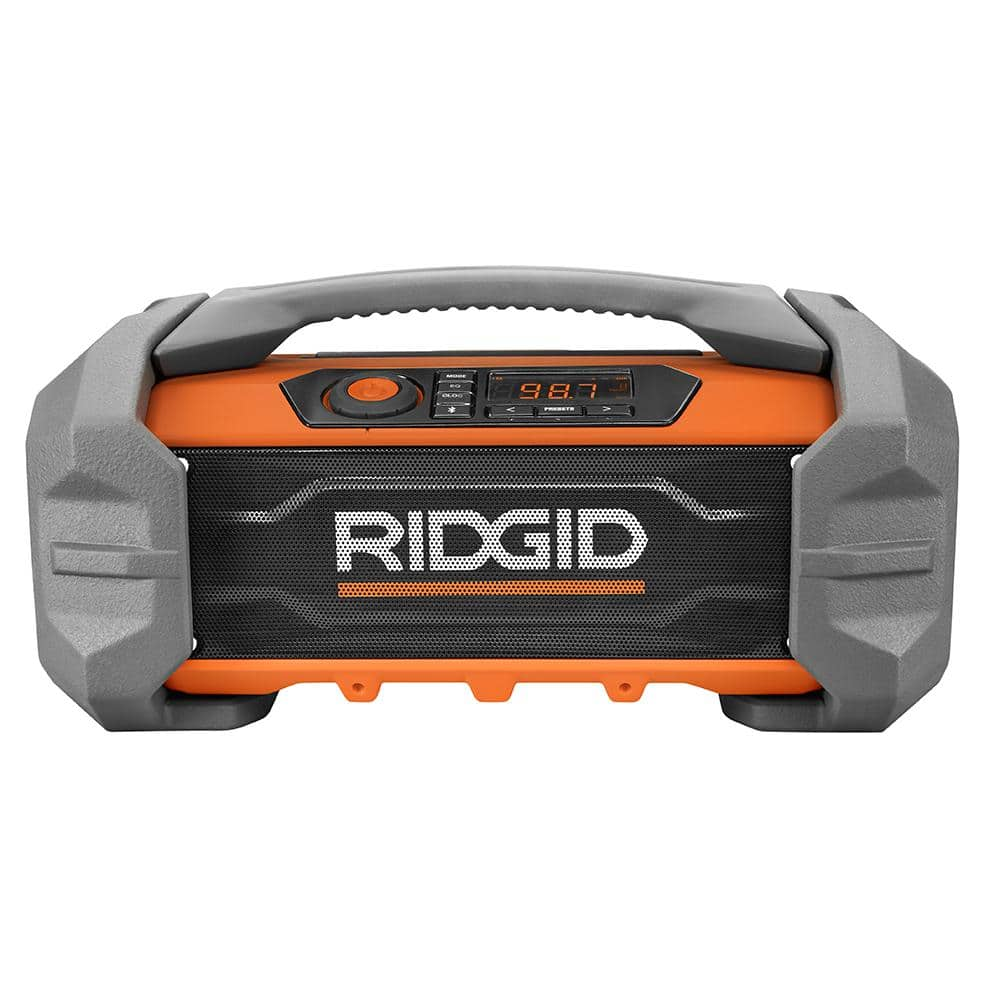 RIDGID 18V Hybrid Jobsite Radio with Bluetooth Wireless Technology with 18V Lithium-Ion 4.0 Ah Battery R84087-AC87004