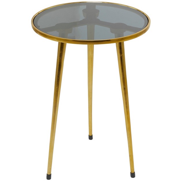 Contemporary Aluminum With Tripod Legs Accent Table Gold Olivia amp May