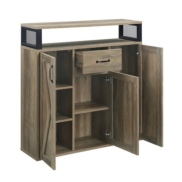 Wood Server Sideboard Kitchen Buffet with Storage in Rustic Oak Finish