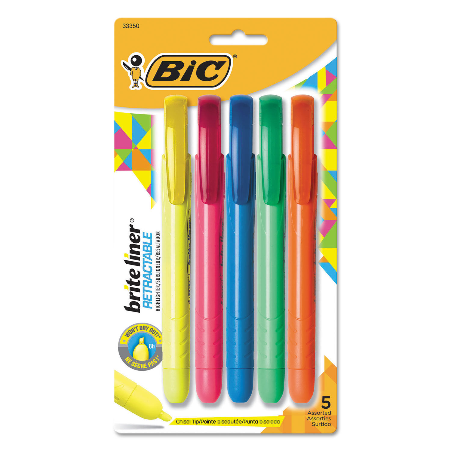 Brite Liner Retractable Highlighter by BICandreg; BICBLRP51ASST