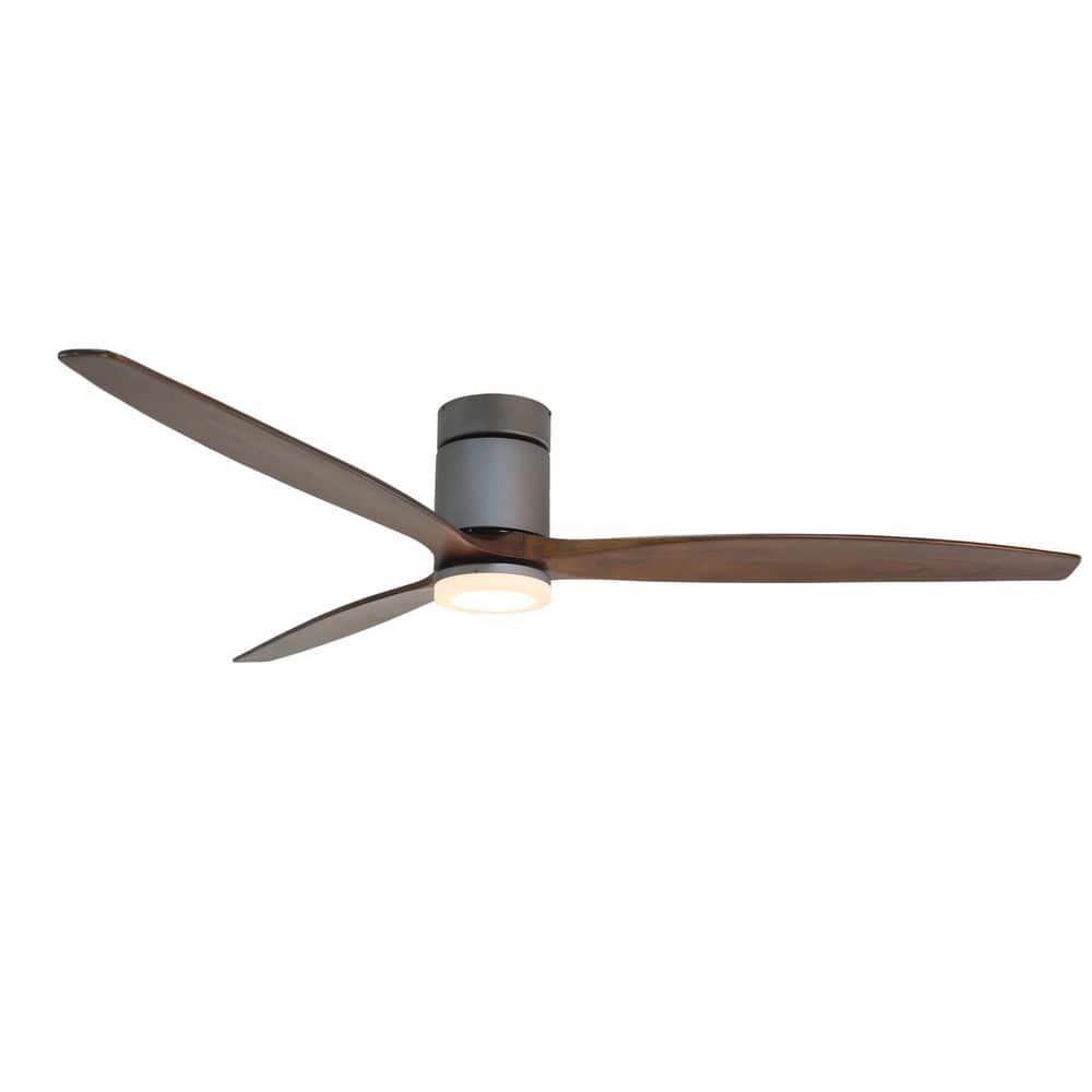 FORNO VOCE Tripolo 72 in Titanium Body and Black Walnut Wood Blade Integrated LED Indoor Voice Activated Smart Ceiling Fan