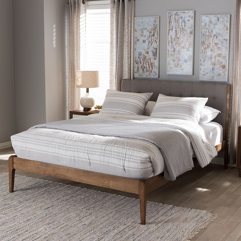 Baxton Studio Clifford Mid-Century Upholstered Bed