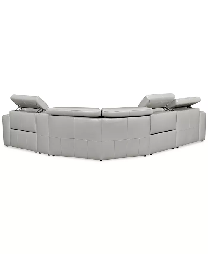 Furniture CLOSEOUT! Haigan 5-Pc. Leather Chaise Sectional Sofa with 1 Power Recliner