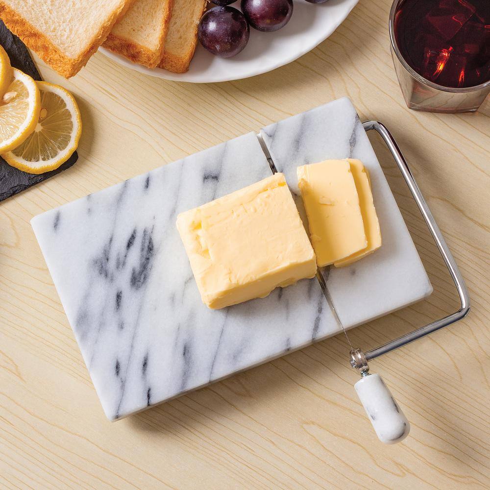 Fox Run 8 in. W x 5 in. D Marble Cheese Board with Slicer 3841