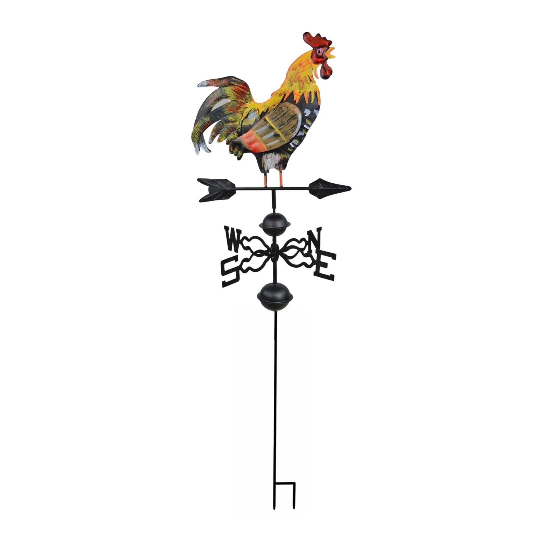 Westcharm Metal Rooster Weathervane | Wind Wheel Garden Stake With Crowing Rooster Ornament | Chicken Garden Weather Vane， 48 Inch. Tall