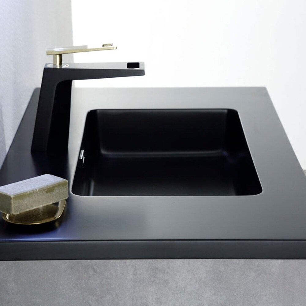 Contemporary Bathroom Vanity With Black Countertop  Venice Gray