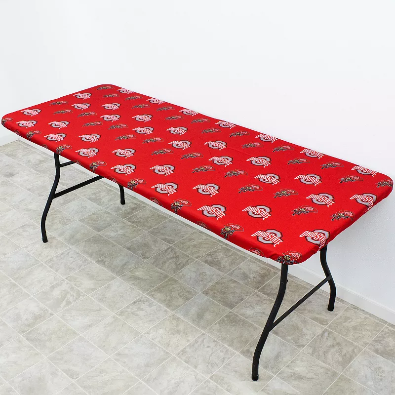 NCAA Ohio State Buckeyes Tailgate Fitted Tablecloth， 72 x 30