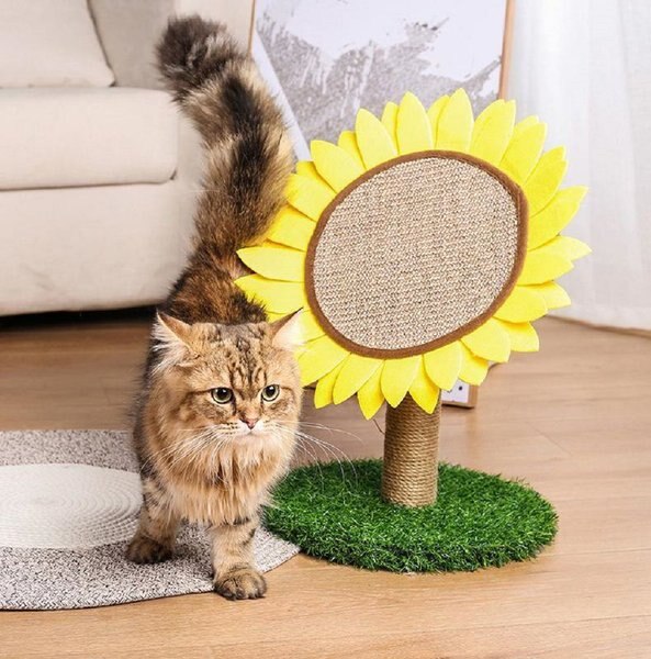 Lovely Caves Gardern Sunflower Cat Scratcher， Yellow