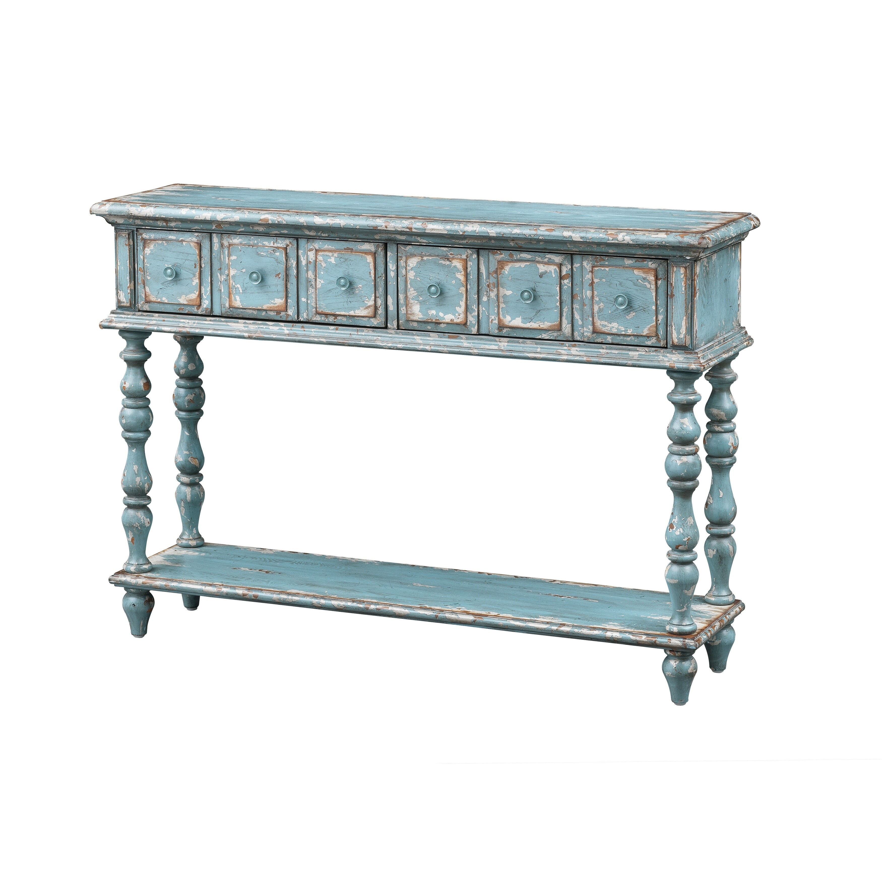 Somette Cabot Aged Blue and Cream Two Drawer Console Table