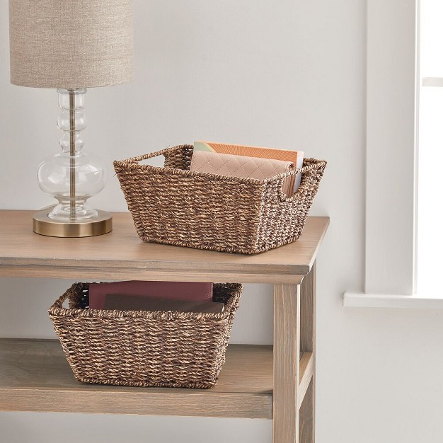 Mdesign Woven Seagrass Nesting Kitchen Storage Basket Bins