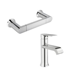 MOEN Genta Single-Handle Single Hole Bathroom Faucet with Hand Towel Bar in Polished Chrome TWS84760-TR