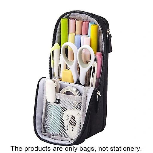 Standing Canvas Pencil Case Pouch (Black)