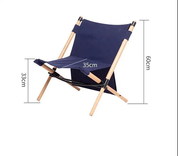 Natural Wood Portable Camping Chair Wooden Folding Beach Lounge Outdoor Chair Kermit Chair For Picnic Hiking